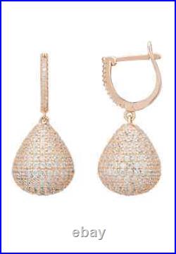 Rosegold 925 Sterling Silver Valerie Gemstone Pear Drop Earrings White CZ Gift