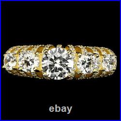 Round AAA White Cubic Zirconia 6mm 14K Gold Plate 925 Sterling Silver Ring