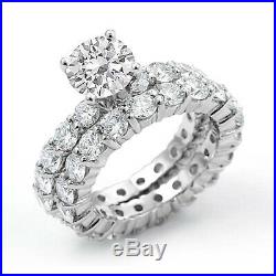 Round Cubic Zirconia Bridal Eternity Wedding Set Ring Sterling Silver 925 SZ 6