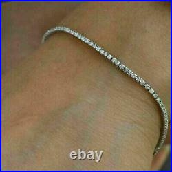 Round Cut Thin Cubic Zirconia Tennis Bracelet For Women's Solid 925 Silver