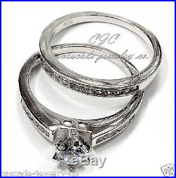 Round Engagement Ring /Wedding SET. 925 SOLID Sterling Silver Cubic Zirconia CZ