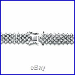Rozzato Sterling Silver Clear Round Cubic Zirconia Five-Row Bracelet