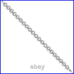 Rubover Round Cubic Zirconia Halo Style Tennis Bracelet Sterling Silver
