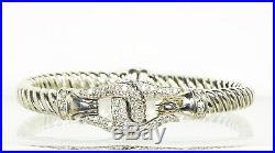 SCOTT KAY Sterling Silver Cubic Zirconia Hinged Bangle Equestrian Bracelet