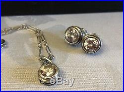 SILPADA Bezel-set Cubic Zirconia CZ Sterling Silver Necklace & Earrings Set MINT