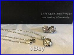 SILPADA Bezel-set Cubic Zirconia CZ Sterling Silver Necklace & Earrings Set MINT