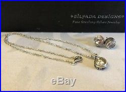 SILPADA Bezel-set Cubic Zirconia CZ Sterling Silver Necklace & Earrings Set MINT