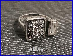 SILPADA Hammered Sterling Silver Adjustable Wrap Cubic Zirconia Ring RARE
