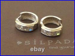 SILPADA Sterling Silver Cubic Zirconia CZ Hoop Hinged Earrings P1734 RARE HTF