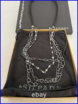 SILPADA Sterling Silver Cubic Zirconia Multi Strand EVERLASTING Necklace N2302
