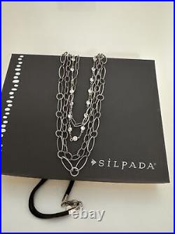 SILPADA Sterling Silver Cubic Zirconia Multi Strand EVERLASTING Necklace N2302
