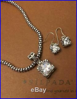 SILPADA UPTOWN SET W0975 N1106 Popcorn Necklace CZ Earrings Pendant S0979 Cubic