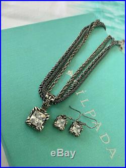 SILPADA UPTOWN SET W0975 N1719 Multi Chain CZ Earrings Pendant S0979 Cubic HTF