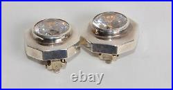 STERLING SILVER 925 VINTAGE ESTATE M&J SAVITT CUBiC ZIRCONIUM EARRINGS CLIP-ON