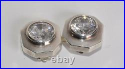 STERLING SILVER 925 VINTAGE ESTATE M&J SAVITT CUBiC ZIRCONIUM EARRINGS CLIP-ON