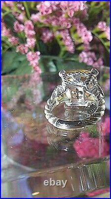 STERLING SILVER CITRINE w CUBIC ZIRCONIA HEARTS RING BY JUDITH RIPKA Sz 6