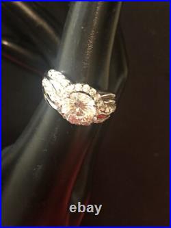 STERLING SILVER & Cubic Zirconia HALO Ring Sz 6.25 Elegant, 33 stones