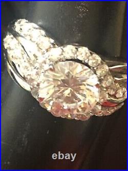 STERLING SILVER & Cubic Zirconia HALO Ring Sz 6.25 Elegant, 33 stones