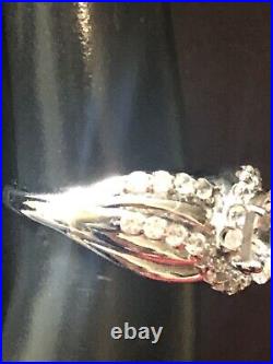 STERLING SILVER & Cubic Zirconia HALO Ring Sz 6.25 Elegant, 33 stones