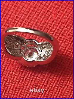 STERLING SILVER & Cubic Zirconia HALO Ring Sz 6.25 Elegant, 33 stones
