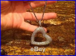 STERLING SILVER LG OPEN HEART PENDANT WithMICRO PAVE CUBIC ZIRCONIA