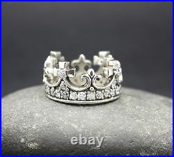 STERLING SILVER QUEEN MARY CROWN RING With CUBIC ZIRCONIA FREE SHIPPING