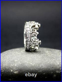 STERLING SILVER QUEEN MARY CROWN RING With CUBIC ZIRCONIA FREE SHIPPING