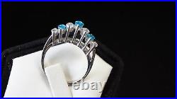 STERLING Silver 925 Cubic Zironcia Light Blue and Clear Stone Ring Size 7