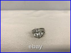 STUNNING STERLING SILVER COCKTAIL RING w SPARKLY CZ CUBIC ZIRCONIA SIZE 4 1/4