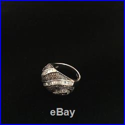 SUZY LEVIAN Cubic Zirconia Brown Clear Sterling Women Wave Spiral Ring Sz. 8.25