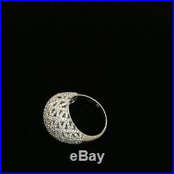 SUZY LEVIAN Cubic Zirconia Filigree Sterling Dome Cocktail Ring Gorgeous Sz 8.25
