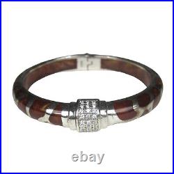 Scroll Bangle Resin Bracelet Sterling Silver 925 CZ Cubic Zirconia Clamper