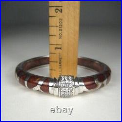 Scroll Bangle Resin Bracelet Sterling Silver 925 CZ Cubic Zirconia Clamper