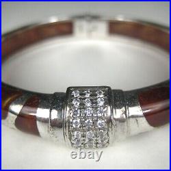 Scroll Bangle Resin Bracelet Sterling Silver 925 CZ Cubic Zirconia Clamper