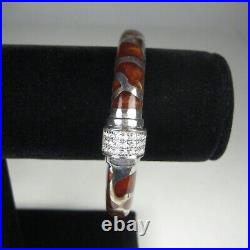 Scroll Bangle Resin Bracelet Sterling Silver 925 CZ Cubic Zirconia Clamper