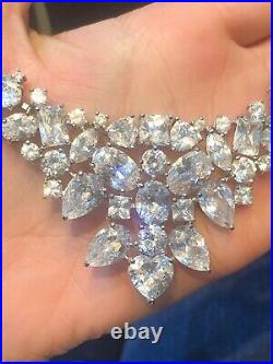 Showstopper! Glitzy Silver Cubic Zirconia Necklace! Wow
