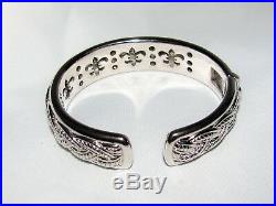 Signed JUDITH RIPKA Sterling Silver Pave Cubic Zirconia Braided Cuff Bracelet