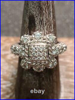 Signed Judith Ripka. 925 Sterling Silver & Cubic Zirconia Ring Size 7