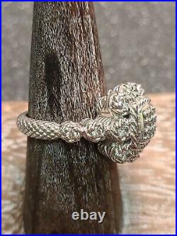 Signed Judith Ripka. 925 Sterling Silver & Cubic Zirconia Ring Size 7