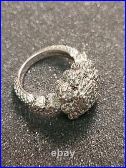 Signed Judith Ripka. 925 Sterling Silver & Cubic Zirconia Ring Size 7