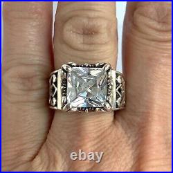 Signed Silpada Sterling Silver Uptown Square Cubic Zirconia Filigree Ring Sz 6