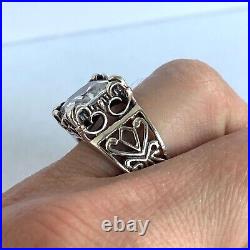 Signed Silpada Sterling Silver Uptown Square Cubic Zirconia Filigree Ring Sz 6