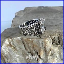 Signed Silpada Sterling Silver Uptown Square Cubic Zirconia Filigree Ring Sz 6