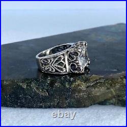 Signed Silpada Sterling Silver Uptown Square Cubic Zirconia Filigree Ring Sz 6