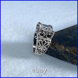 Signed Silpada Sterling Silver Uptown Square Cubic Zirconia Filigree Ring Sz 6