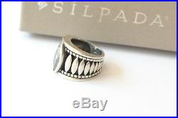 Silpada DEFECT Sterling Silver Oxidized Marquise Cubic Zirconia Sz 5 Ring R1293