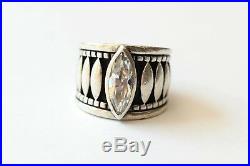 Silpada DEFECT Sterling Silver Oxidized Marquise Cubic Zirconia Sz 5 Ring R1293