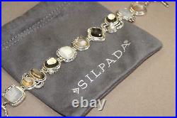 Silpada Exemplar Bracelet Sterling Silver Pyrite Lip Shell Glass CZ B2790 Cubic