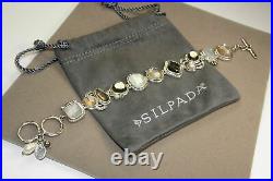 Silpada Exemplar Sterling Silver Pyrite Lip Shell Glass CZ. Cubic Bracelet B2790