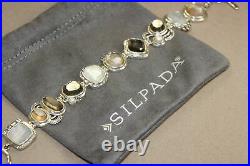 Silpada Exemplar Sterling Silver Pyrite Lip Shell Glass CZ. Cubic Bracelet B2790